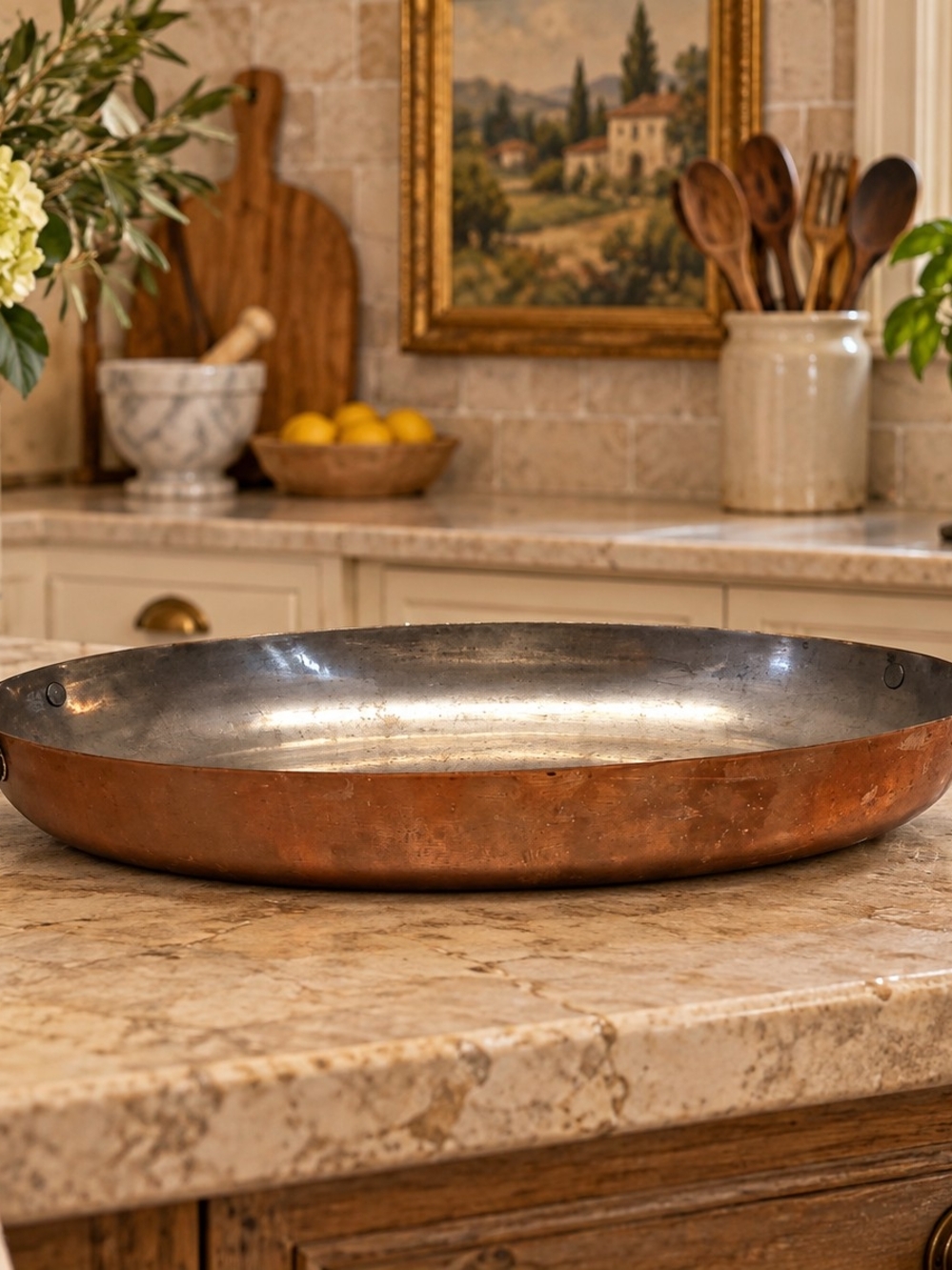 Vintage Douro Copper Au Gratin Dish With Brass Handles